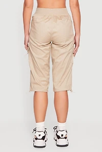 Toggle Drawstring Hem Capri Cargo Pants
