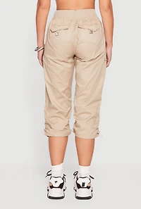 Capri Cargo Pants with Ruched Toggle Drawstring Hem