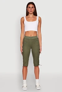 Womens Toggle Drawstring Cargo Capris,