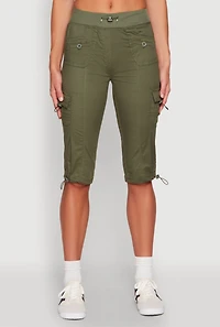 Womens Toggle Drawstring Cargo Capris,
