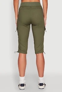 Womens Toggle Drawstring Cargo Capris,