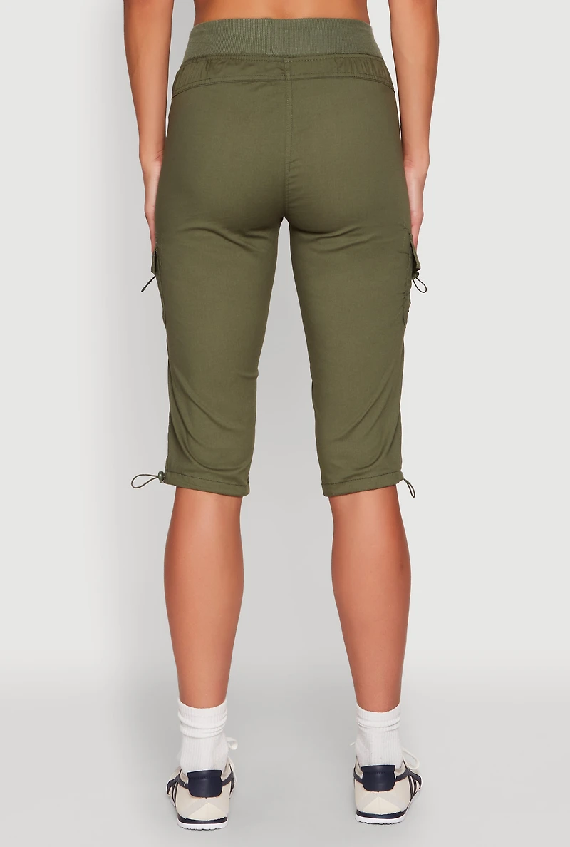 Womens Toggle Drawstring Cargo Capris,
