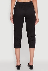 Womens Zip Detail Capri Cargo Pants, Black, Size S