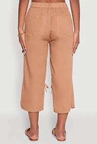 Womens Bow Cargo Pocket Capri Pants,