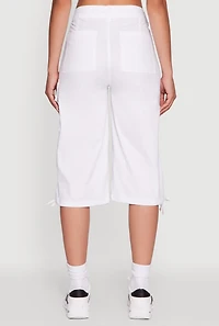 Trendy Cargo Pocket Drawstring Hem Capris Pants
