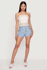 High Waisted Side Cargo Pocket Shorts