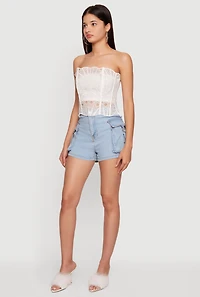 High Waisted Side Cargo Pocket Shorts