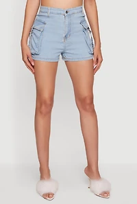High Waisted Side Cargo Pocket Shorts