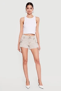 VIP Mineral Wash Denim Frayed Hem Cargo Shorts