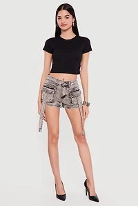 VIP Denim Grommet Strap Detail Cargo Shorts