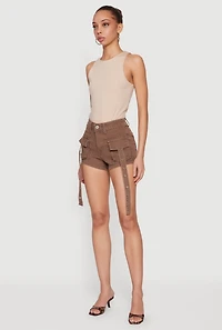 VIP Denim Grommet Strap Detail Cargo Shorts