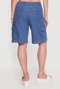 Denim Cargo Pocket Bermuda Shorts