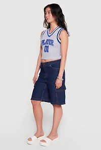 Denim Cargo Pocket Bermuda Shorts
