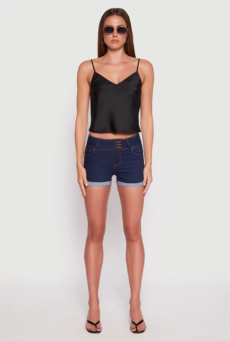 WAX 3 Button High Waisted Denim Shorts