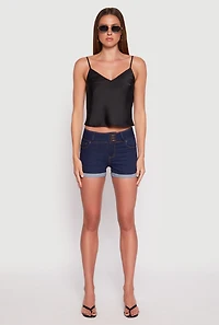 WAX 3 Button High Waisted Denim Shorts