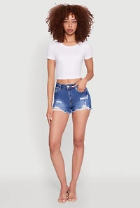 WAX Frayed Denim Shorts