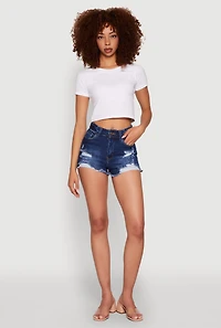 WAX Frayed Denim Shorts