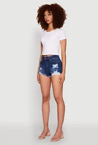 WAX Frayed Denim Shorts