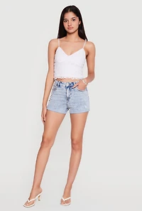 WAX Acid Wash Denim Distressed Fixed Cuff Shorts