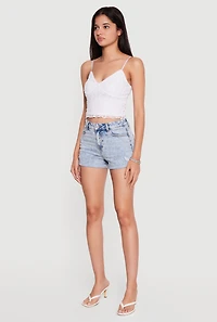 WAX Acid Wash Denim Distressed Fixed Cuff Shorts