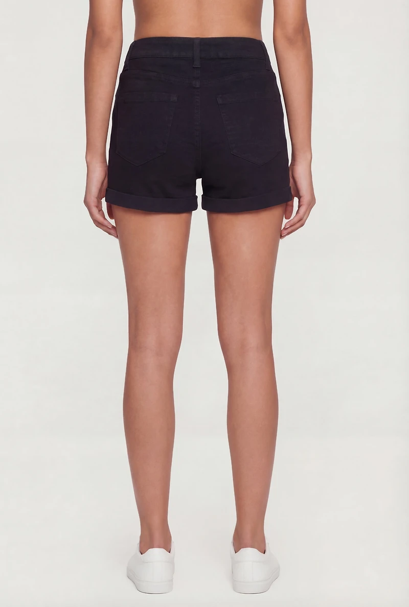 WAX Fixed Cuff Stretch Denim Shorts