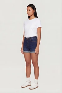 WAX Fixed Cuff Stretch Denim Shorts