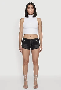Almost Famous Faux Zip Pocket Denim Micro Shorts