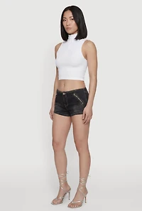 Almost Famous Faux Zip Pocket Denim Micro Shorts