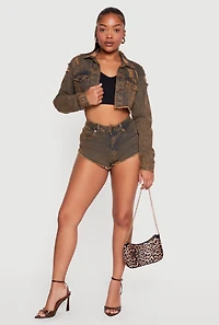 Acid Wash Denim Micro Cutoff Shorts