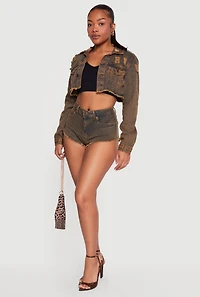 Acid Wash Denim Micro Cutoff Shorts