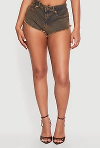 Acid Wash Denim Micro Cutoff Shorts