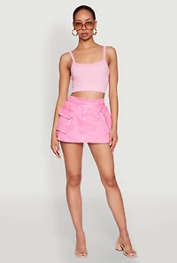 Womens Spoon Jeans Mineral Wash Zip Detail Denim Skort, Pink, Size S
