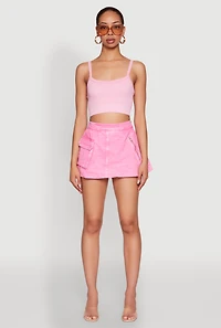 Womens Spoon Jeans Mineral Wash Zip Detail Denim Skort, Pink, Size S