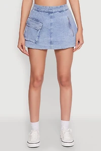 Womens Spoon Jeans Mineral Wash Zip Detail Denim Skort, M