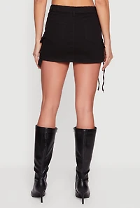 Denim High Waisted Utility Mini Skirt