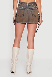 Denim High Waisted Utility Mini Skirt