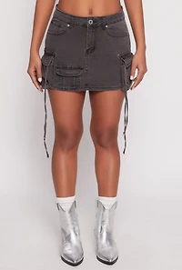 VIP Acid Wash Denim Cargo Skirt