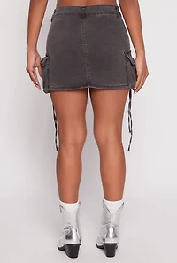 VIP Acid Wash Denim Cargo Skirt
