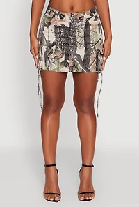 Womens Trendy Hunter Print Mini Cargo Skirt, Multi, Size XL