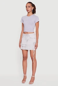 Womens Acid Wash Mini Cargo Skirt, Grey, Size M