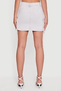 Womens Acid Wash Mini Cargo Skirt, Grey, Size M