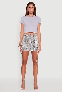 Womens Hunter Camo Cargo Pocket Mini Skirt, Multi, Size L