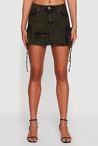 VIP Acid Wash Denim Mini Skirt with Cargo Pockets