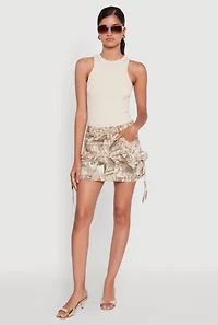 Womens Mid Rise Camouflage Cargo Pocket Mini Skirt, Multi, Size XL