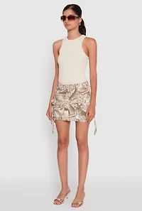 Womens Mid Rise Camouflage Cargo Pocket Mini Skirt, Multi, Size XL