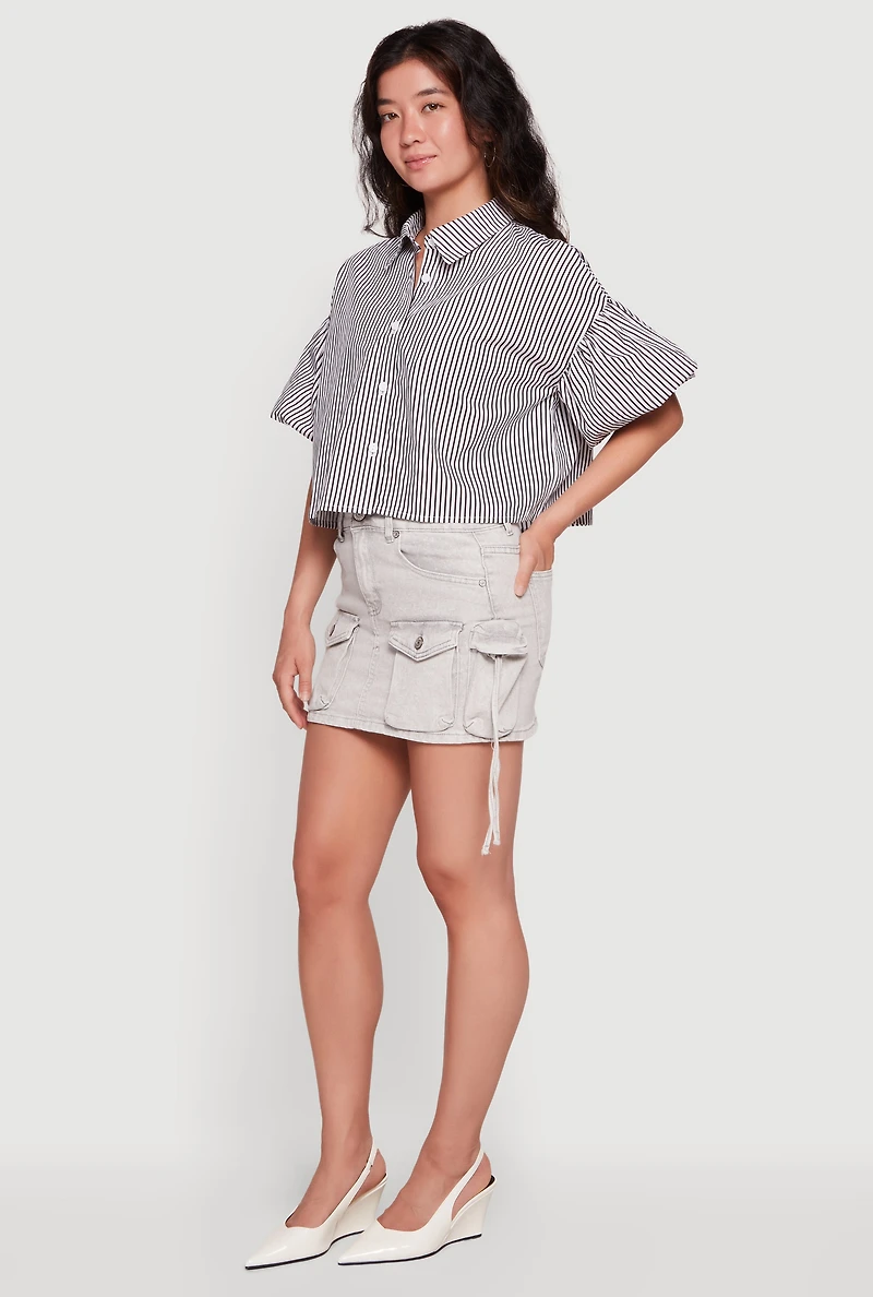 Acid Wash Cargo Skirt