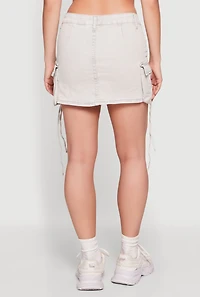 Acid Wash Tassel Detail Cargo Skirt