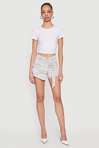 VIP Acid Wash Asymmetrical Denim Skort