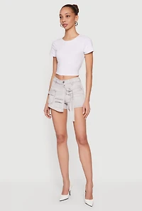 VIP Acid Wash Asymmetrical Denim Skort