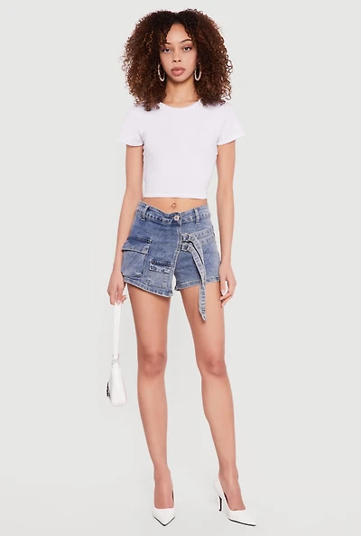 VIP Acid Wash Asymmetrical Denim Skort